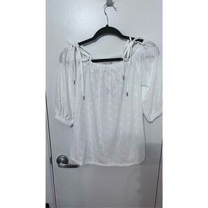 MICHAEL KORS WHITE EYELET SHORT SLEEVE BLOUSE SZ XS NEW P1-22